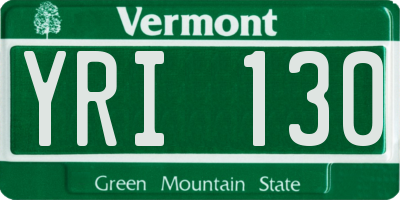 VT license plate YRI130