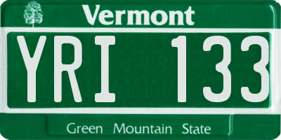 VT license plate YRI133