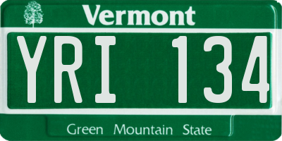 VT license plate YRI134