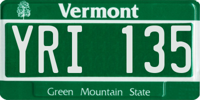VT license plate YRI135