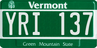 VT license plate YRI137
