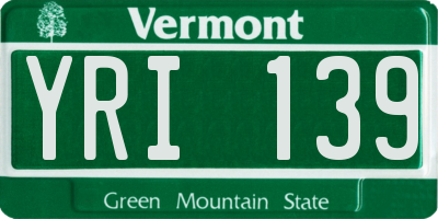 VT license plate YRI139