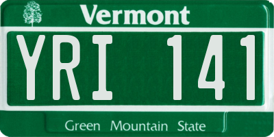 VT license plate YRI141