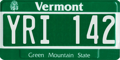 VT license plate YRI142
