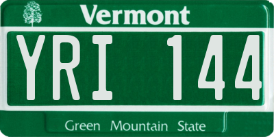 VT license plate YRI144