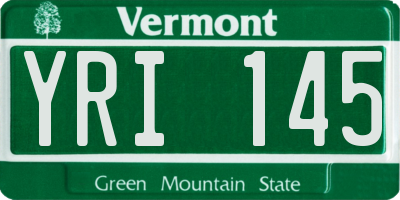 VT license plate YRI145