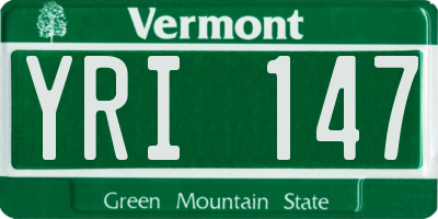 VT license plate YRI147