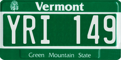 VT license plate YRI149