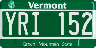 VT license plate YRI152