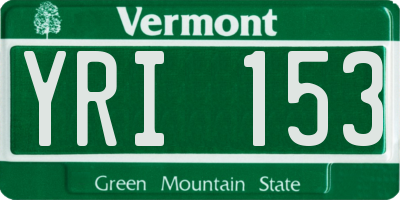 VT license plate YRI153