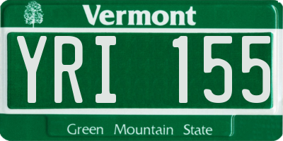 VT license plate YRI155