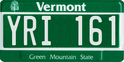 VT license plate YRI161
