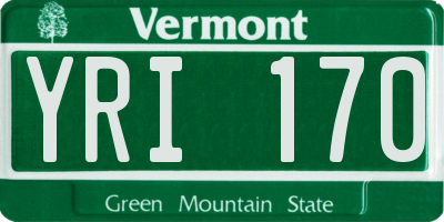 VT license plate YRI170