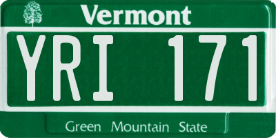 VT license plate YRI171