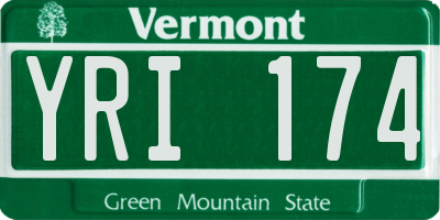 VT license plate YRI174