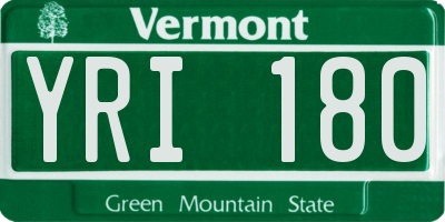 VT license plate YRI180