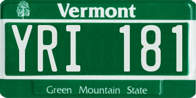 VT license plate YRI181