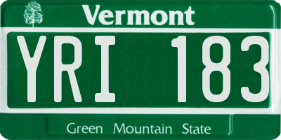 VT license plate YRI183