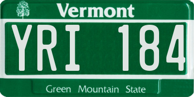 VT license plate YRI184
