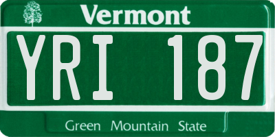 VT license plate YRI187