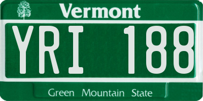 VT license plate YRI188