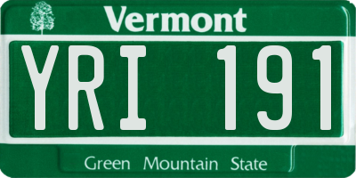 VT license plate YRI191