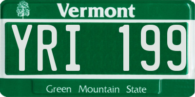 VT license plate YRI199