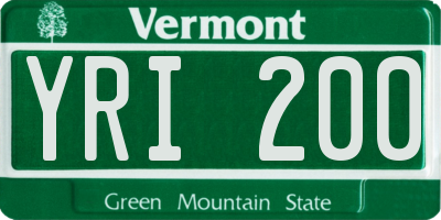 VT license plate YRI200