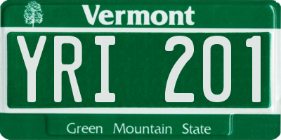 VT license plate YRI201