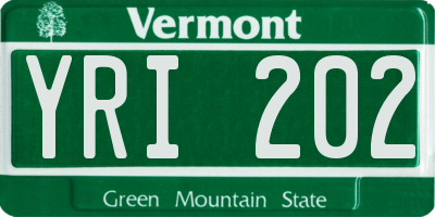 VT license plate YRI202