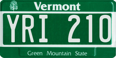 VT license plate YRI210