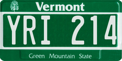 VT license plate YRI214