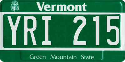 VT license plate YRI215