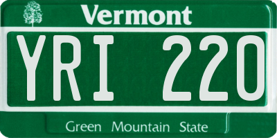 VT license plate YRI220