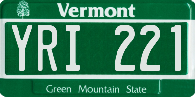 VT license plate YRI221