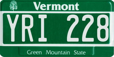 VT license plate YRI228