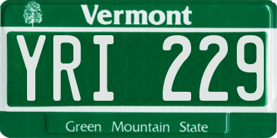 VT license plate YRI229