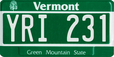 VT license plate YRI231
