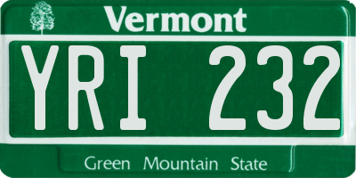 VT license plate YRI232