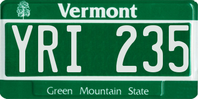 VT license plate YRI235