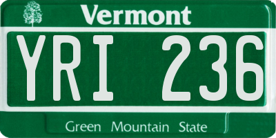 VT license plate YRI236