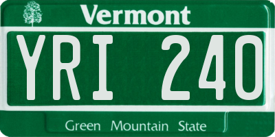 VT license plate YRI240