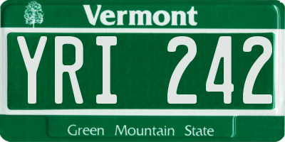 VT license plate YRI242