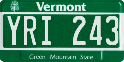 VT license plate YRI243