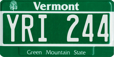 VT license plate YRI244