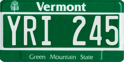 VT license plate YRI245