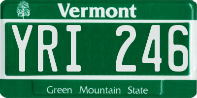 VT license plate YRI246