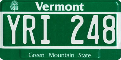 VT license plate YRI248