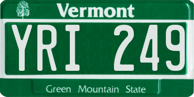 VT license plate YRI249