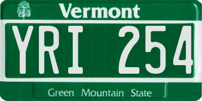 VT license plate YRI254